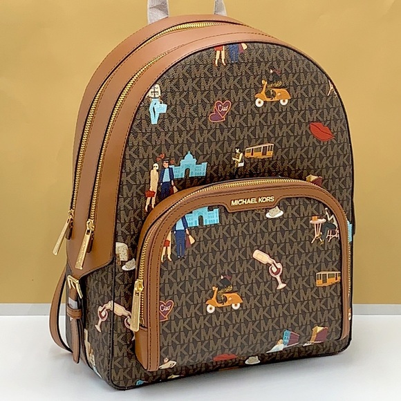 Michael Kors Handbags - MICHAEL KORS JET SET GIRLS JAYCEE LARGE ZIP POCKET BACKPACK BROWN MULTI COLOR